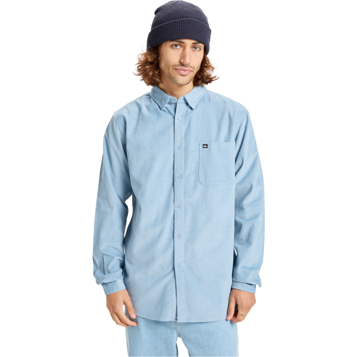 2026 Quiksilver Mens Smoke Trail Cord Long Sleeve Shirt EQYWT04652 - Ashley Blue